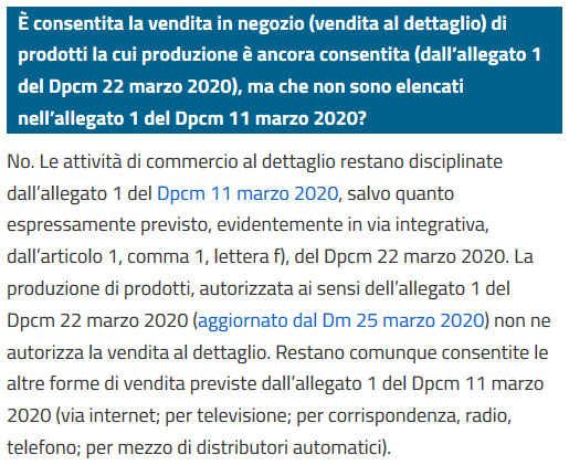 negozio chiuso, vendita a distanza consentita