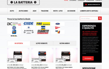 La Batteria - <p>Ecommerce per la <strong>vendita online di batterie per auto, moto e mezzi pesanti.</strong> Sito dalla grafica pulita ed efficace, vende alcuni prodotti di marca e parecchie batterie a produzione propria.</p>
