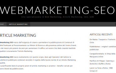 Web Marketing SEO - Webmarketing SEO nasce dall’esigenza di creare e permettere la pubblicazione di Contenuti di qualità finalizzati al Posizionamento sui Motori di Ricerca e alla presenza online del Vostro brand. Uno dei mezzi più potenti da anni per aumentare il traffico sul nostro Sito Web creando backlink di qualità è sicuramente l’Article Marketing.