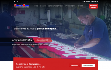 Romana Neon - La struttura prettamente Artigianale dell'azienda, diretta a livello familiare, fa sì che il cliente abbia sempre e comunque un supporto ed un'assistenza continua, prima, durante e soprattutto dopo la realizzazione dell'insegna, con personale esperto e disponibile, direttamente interessato ad una realizzazione ottimale del progetto.