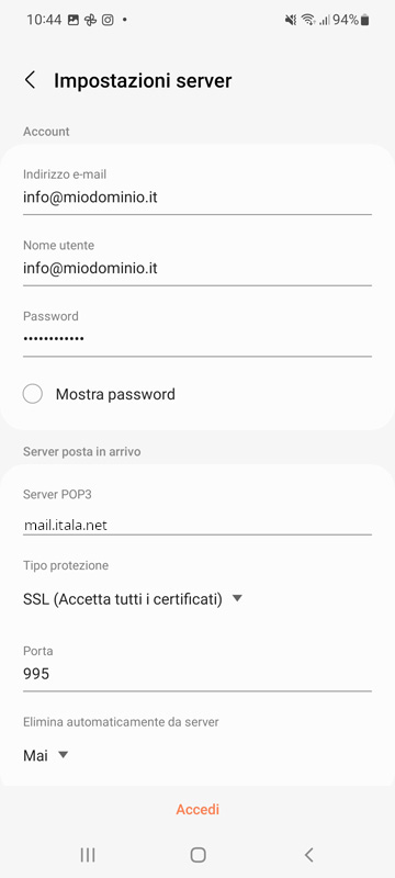 Configurazione email da smartphone 8