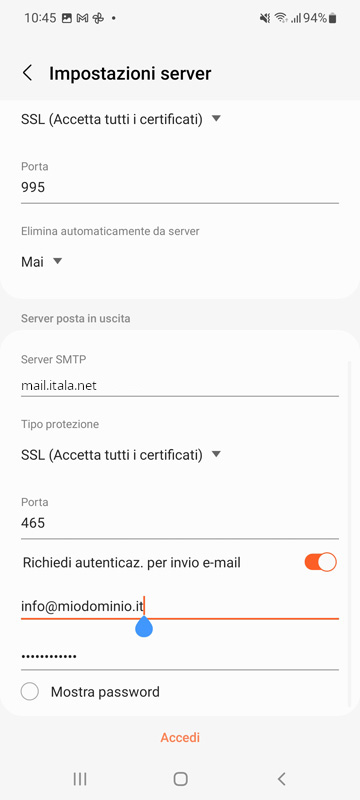 Configurazione email da smartphone 9