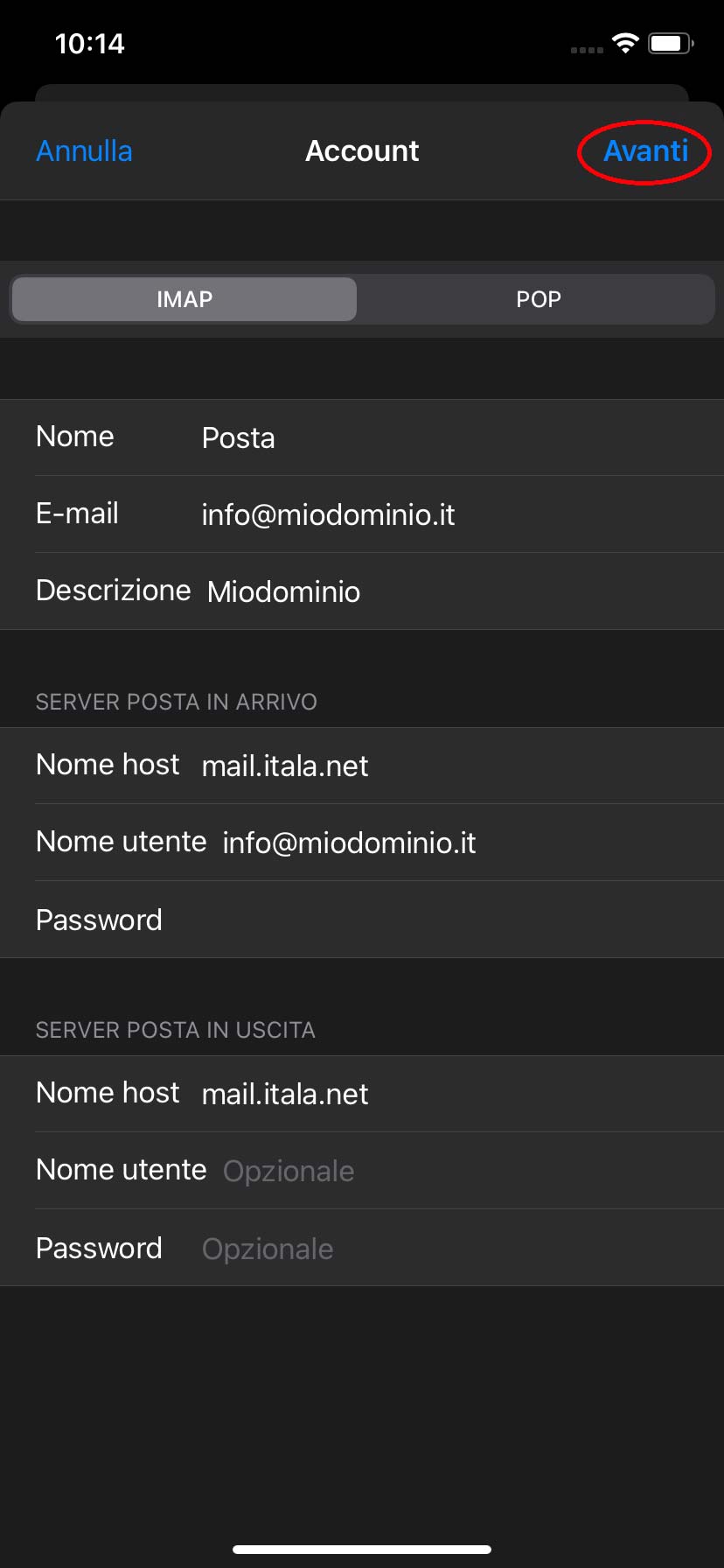 Configurazione email da Iphone 7